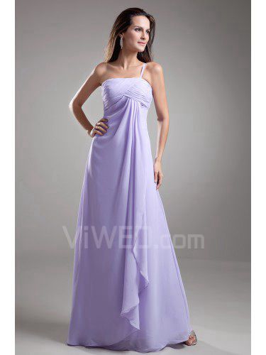 Chiffon One-Shoulder Floor Length A-line Embroidered Prom Dress