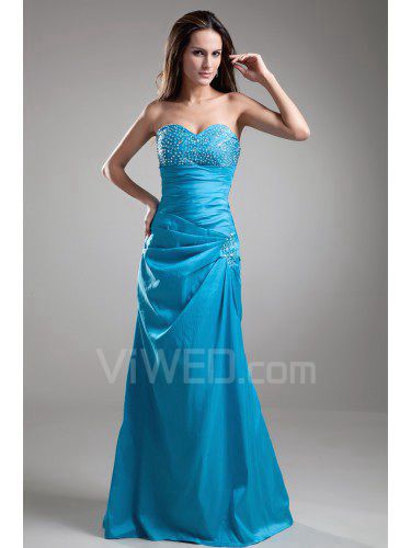 Taffeta Sweetheart Floor Length A-line Embroidered Prom Dress