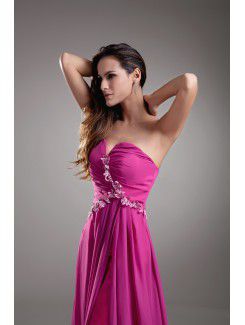 Chiffon Sweetheart Sweep Train Column Embroidered Prom Dress