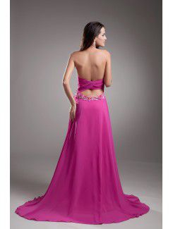 Chiffon Sweetheart Sweep Train Column Embroidered Prom Dress