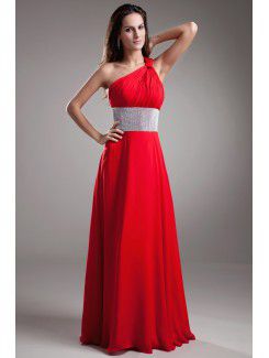 Chiffon Asymmetrical Floor Length Column Embroidered Prom Dress