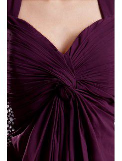 Chiffon Strapless Floor Length Empire Line Embroidered Prom Dress