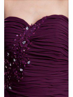 Chiffon Sweetheart Sweep Train A-line Embroidered Prom Dress