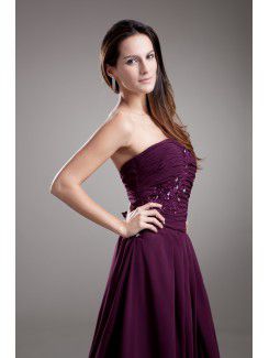 Chiffon Sweetheart Sweep Train A-line Embroidered Prom Dress