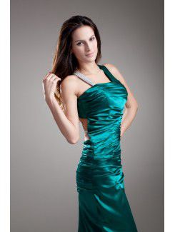 Satin Asymmetrical Sweep Train Sheath Prom Dress