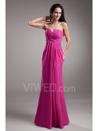 Chiffon Sweetheart Floor Length Coloum Embroidered Prom Dress