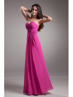 Chiffon Sweetheart Floor Length Coloum Embroidered Prom Dress