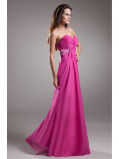 Chiffon Sweetheart Floor Length Coloum Embroidered Prom Dress