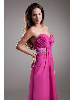 Chiffon Sweetheart Floor Length Coloum Embroidered Prom Dress