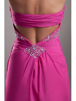 Chiffon Sweetheart Floor Length Coloum Embroidered Prom Dress