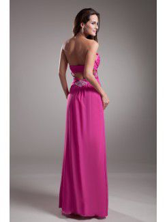 Chiffon Sweetheart Floor Length Coloum Embroidered Prom Dress