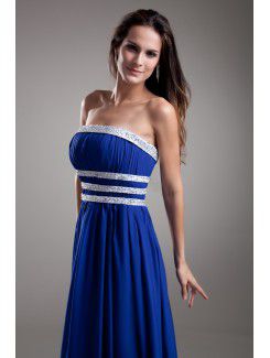 Chiffon Strapless Floor Length Corset Embroidered Prom Dress