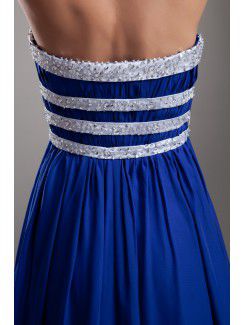 Chiffon Strapless Floor Length Corset Embroidered Prom Dress