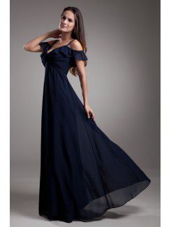 Chiffon Straps Floor Length A-line Prom Dress