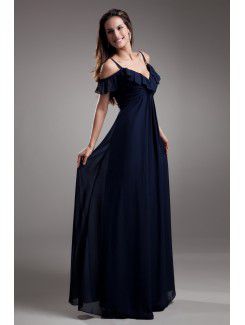 Chiffon Straps Floor Length A-line Prom Dress