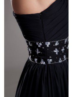 Chiffon Asymmetrical Floor Length A-line Embroidered Prom Dress