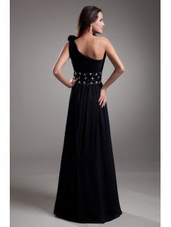 Chiffon Asymmetrical Floor Length A-line Embroidered Prom Dress