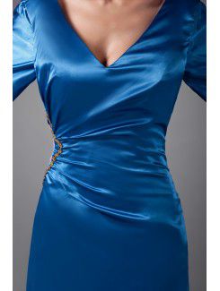 Satin V-Neck Floor Length Sheath Illusion Prom Dress