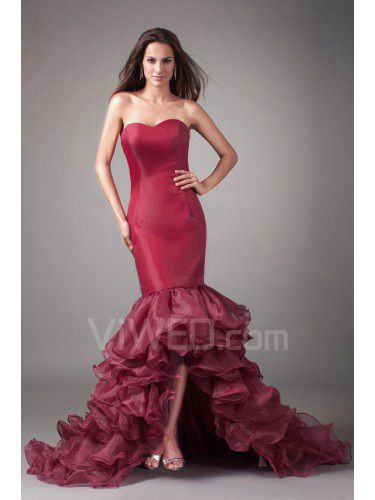 Organza Sweetheart Sweep Train Mermaid Prom Dress