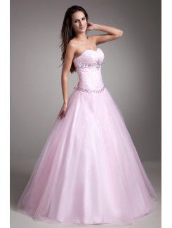 Net Sweetheart Floor Length A-line Embroidered Prom Dress