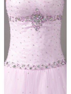 Net Sweetheart Floor Length A-line Embroidered Prom Dress