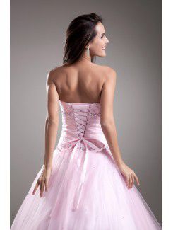 Net Sweetheart Floor Length A-line Embroidered Prom Dress