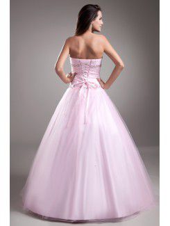 Net Sweetheart Floor Length A-line Embroidered Prom Dress