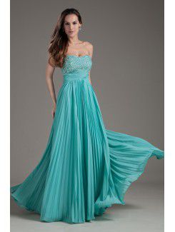 Chiffon Sweetheart Column Floor-Length Sequins Prom Dress