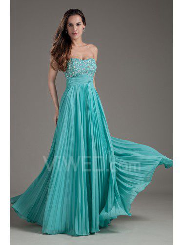 Chiffon Sweetheart Column Floor-Length Sequins Prom Dress
