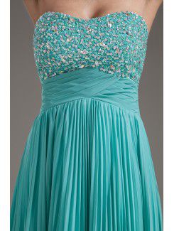 Chiffon Sweetheart Column Floor-Length Sequins Prom Dress