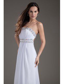 Chiffon Scoop Column Sweep Train Sequins Wedding Dress