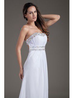 Chiffon Scoop Column Sweep Train Sequins Wedding Dress