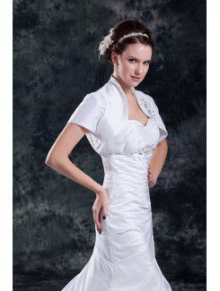 Taffeta Sweetheart Sweep Train Sheath Embroidered Wedding Dress with Jacket