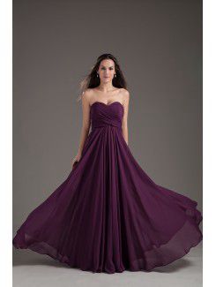 Chiffon coluna querida roxo chão comprimento cruzam ruched vestido de baile