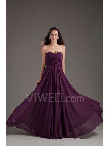 Chiffon Sweetheart Column Purple Floor Length Crisscross Ruched Prom Dress