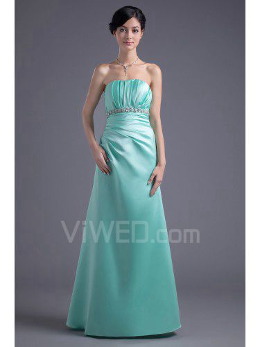 Satin Scoop A-line Floor Length Embroidered Prom Dress