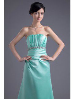 Satin Scoop A-line Floor Length Embroidered Prom Dress