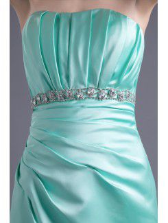 Satin Scoop A-line Floor Length Embroidered Prom Dress