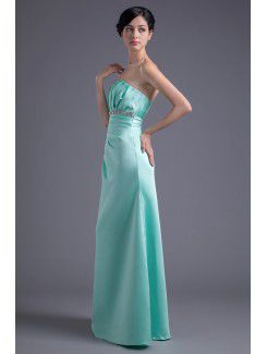 Satin Scoop A-line Floor Length Embroidered Prom Dress