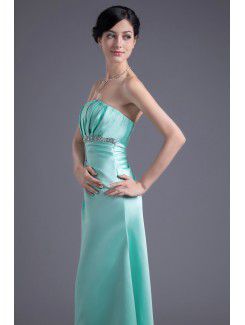 Satin Scoop A-line Floor Length Embroidered Prom Dress