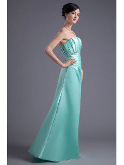 Satin Scoop A-line Floor Length Embroidered Prom Dress