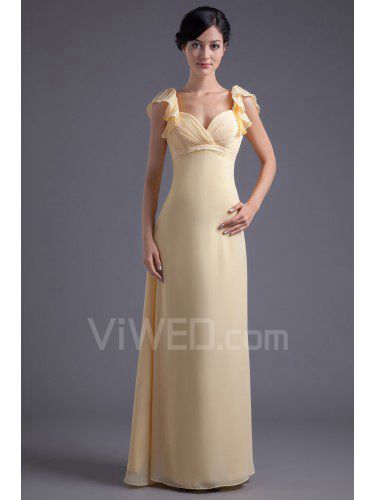 Chiffon Sweetheart Sheath Floor Length Cap Sleeves Prom Dress