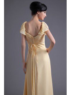 Chiffon Sweetheart Sheath Floor Length Cap Sleeves Prom Dress