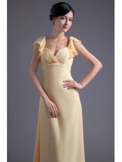 Chiffon Sweetheart Sheath Floor Length Cap Sleeves Prom Dress