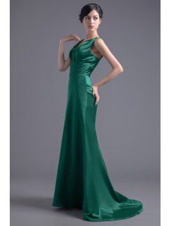 Satin V-Neckline Sheath Sweep Train Sash Prom Dress