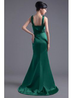 Satin V-Neckline Sheath Sweep Train Sash Prom Dress