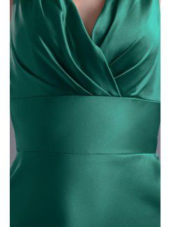 Satin V-Neckline Sheath Sweep Train Sash Prom Dress