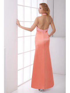 Satin V-Neckline Sheath Floor Length Sequins Prom Dress