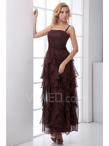 Chiffon Spaghetti Sheath Ankle-Length Prom Dress