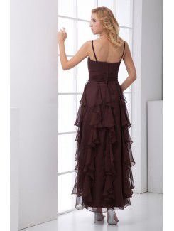 Chiffon Spaghetti Sheath Ankle-Length Prom Dress